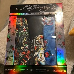 ED HARDY 3 PACK PERFORMANCE BOXER BRIEFS